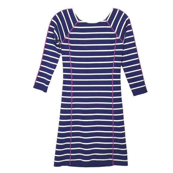 NWOT JESSICA SIMPSON Dress S Stripe Knit Stretch Long Sleeve Knee Royal Blue - Picture 3 of 8
